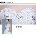 Q003 Lace Up In Stock Wedding Apparel Wholesale Strapless Beaded Long train Elegant bridal gown wedding dress lace